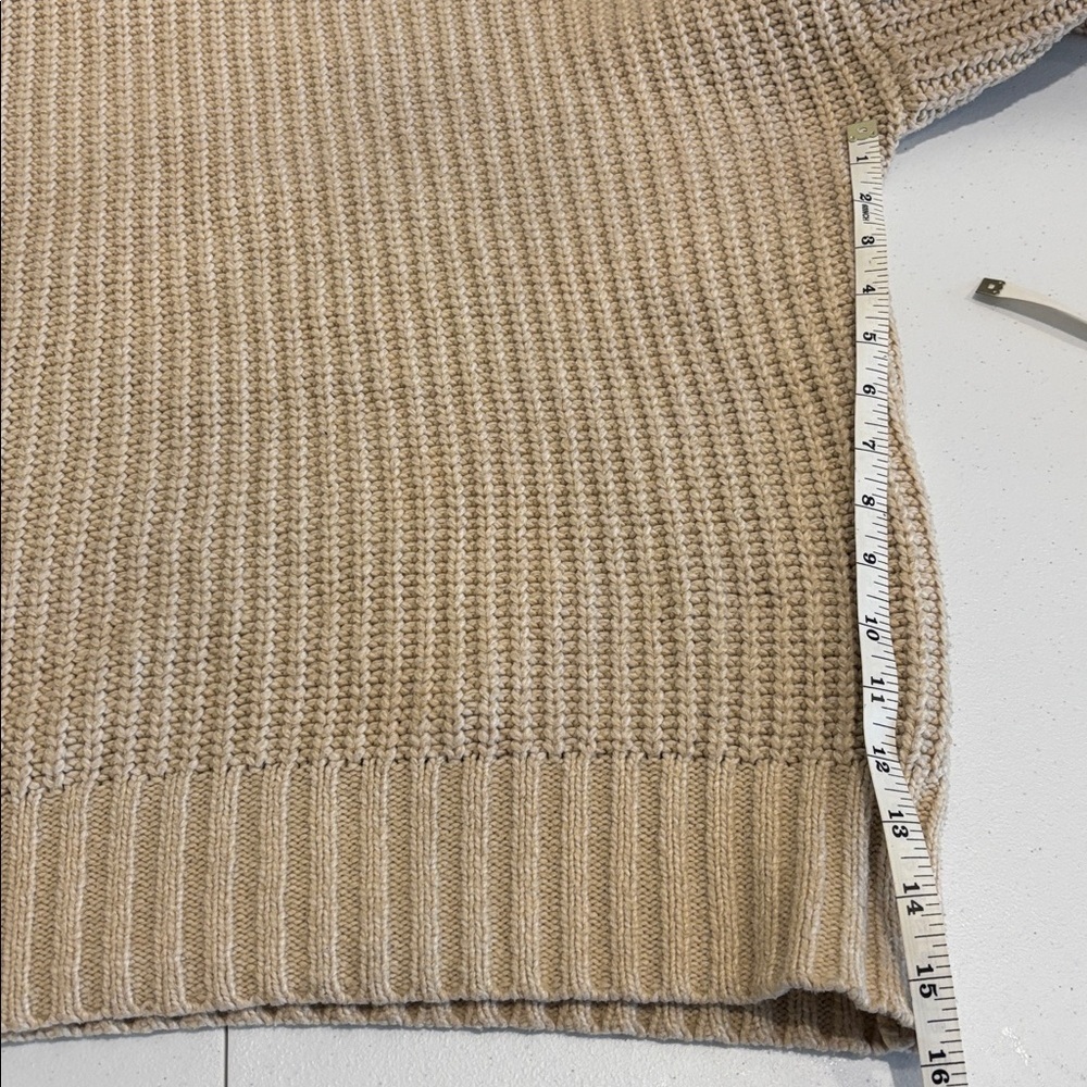 OAK + FORT ribbed knit sweater mock neck oversized small medium tan beige - Picture 10 of 12